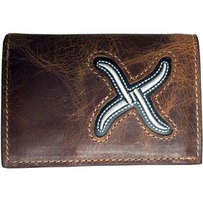 Twisted X Distressed Brown and White Bifold Wallet (XRC-29B), Small in Kuwait