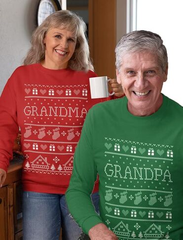 Tstars Grandma & Grandpa Matching Ugly Christmas Sweatshirts Set Grandparents Xmas Gift in Kuwait