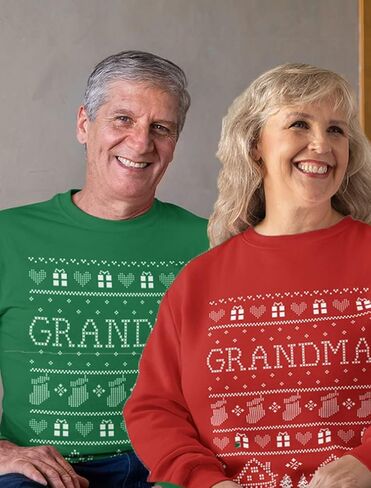 Tstars Grandma & Grandpa Matching Ugly Christmas Sweatshirts Set Grandparents Xmas Gift in Kuwait