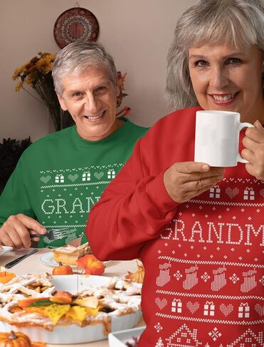 Tstars Grandma & Grandpa Matching Ugly Christmas Sweatshirts Set Grandparents Xmas Gift in Kuwait