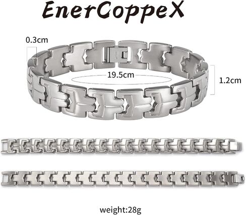 EnerCoppeX ladies titanium bracele 19.5''Simple Fashion Titanium Bracelet for Women,Holiday gift of pure titanium jewelry for mom and lover,Silver, Titanium Silver, no magnetism in Kuwait