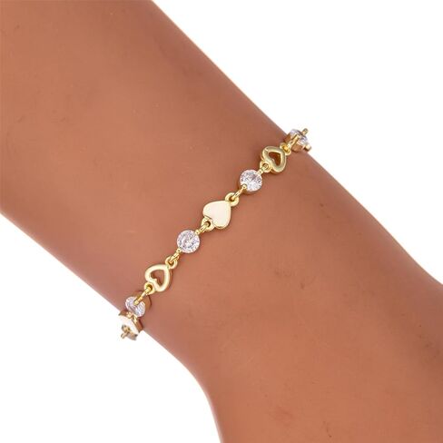 14K الذهب الأبيض مطلي ربط سوار للنساء في سن المراهقة الفتيات القلب ستار جولة مطرز سحر لذيذ سلسلة هدايا مجوهرات بسيطة in Saudi Arabia