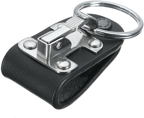 زد . بي اي اتش سلاسل مفاتيح للرجال بمشبك للحزام وحامل مفاتيح قابل للفصل من الستانلس ستيل + الجلد, أسود, suitable in Kuwait