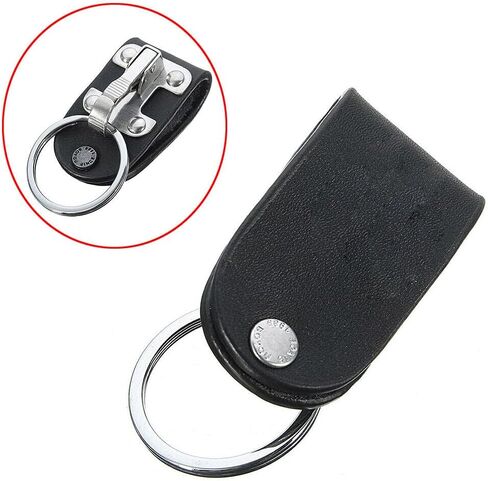 زد . بي اي اتش سلاسل مفاتيح للرجال بمشبك للحزام وحامل مفاتيح قابل للفصل من الستانلس ستيل + الجلد, أسود, suitable in Kuwait