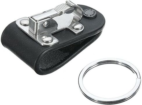 زد . بي اي اتش سلاسل مفاتيح للرجال بمشبك للحزام وحامل مفاتيح قابل للفصل من الستانلس ستيل + الجلد, أسود, suitable in Kuwait