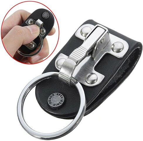 زد . بي اي اتش سلاسل مفاتيح للرجال بمشبك للحزام وحامل مفاتيح قابل للفصل من الستانلس ستيل + الجلد, أسود, suitable in Kuwait