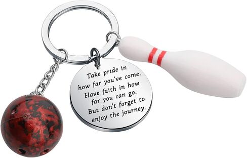 FUSTMW Bowling Ball Keychain Bowling Team Gifts Bowling Coach Keychain Bowling Player Inspiration Gifts in Saudi Arabia