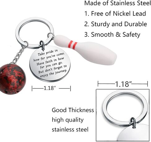 FUSTMW Bowling Ball Keychain Bowling Team Gifts Bowling Coach Keychain Bowling Player Inspiration Gifts in Saudi Arabia