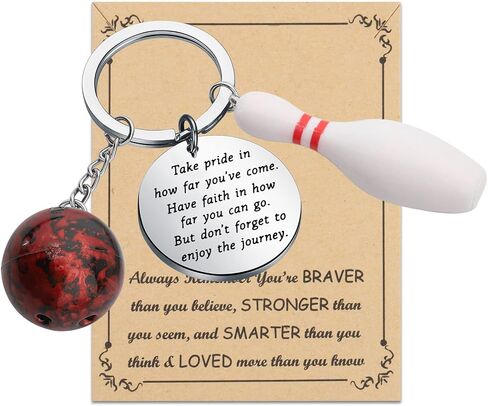 FUSTMW Bowling Ball Keychain Bowling Team Gifts Bowling Coach Keychain Bowling Player Inspiration Gifts in Saudi Arabia