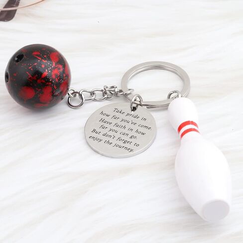 FUSTMW Bowling Ball Keychain Bowling Team Gifts Bowling Coach Keychain Bowling Player Inspiration Gifts in Saudi Arabia