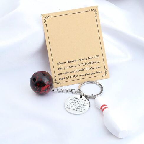 FUSTMW Bowling Ball Keychain Bowling Team Gifts Bowling Coach Keychain Bowling Player Inspiration Gifts in Saudi Arabia