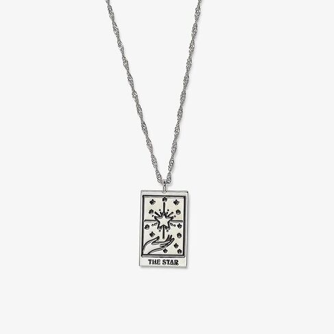 Pura Vida 18" Silver or Rose Gold Tarot Pendant Necklace - Handmade Statement Necklace with Silver or Rose Gold Chain - Long Necklaces for Teen Girls, Boho Jewelry for Women - 3" Extender in Saudi Arabia