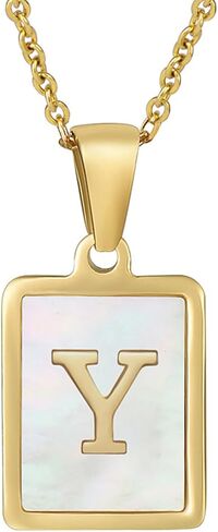 قلادة BG&WLing الأولية للنساء، قلادة بحروف من الفولاذ المقاوم للصدأ مطلية بالذهب عيار 18 قيراط قلادة اسم شخصي للفتيات هدية مجوهرات مخصصة للأم والصديقة والزوجة in Kuwait