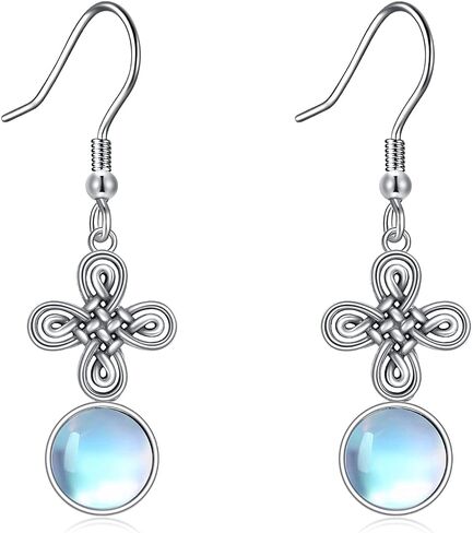 Mermaid/Daisy/Celtic Knot Earrings Moonstone Dangle Earrings S925 Sterling Silver Jewelry Gifts for Women Girls in Saudi Arabia