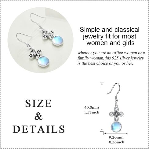Mermaid/Daisy/Celtic Knot Earrings Moonstone Dangle Earrings S925 Sterling Silver Jewelry Gifts for Women Girls in Saudi Arabia