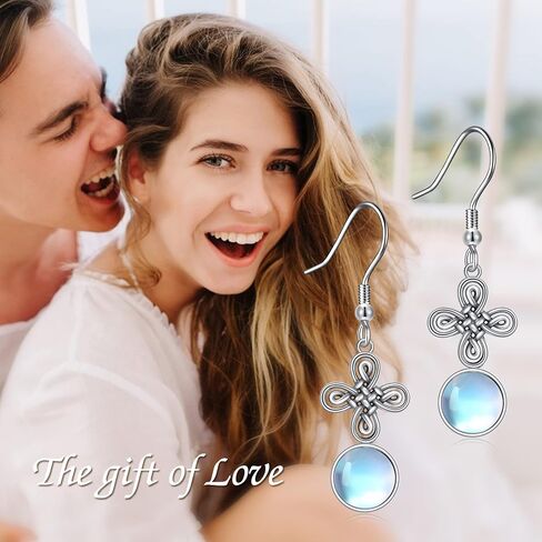 Mermaid/Daisy/Celtic Knot Earrings Moonstone Dangle Earrings S925 Sterling Silver Jewelry Gifts for Women Girls in Saudi Arabia