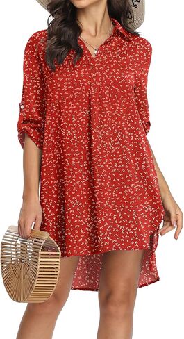 VIISHOW ملابس السباحة النسائية التستر ملابس السباحة التستر ثوب السباحة ملابس السباحة النساء الشاطئ بياقة قميص فستان 3/4 كم in Kuwait