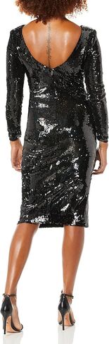 Dress the Population Women's Natalie Long Sleeve Stretch Sequin Midi Sheath Dress in Saudi Arabia