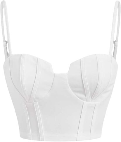 Verdusa Women's Spaghetti Strap Sleeveless Bustier Tops Solid Slim Fitted Crop Cami Top in Saudi Arabia