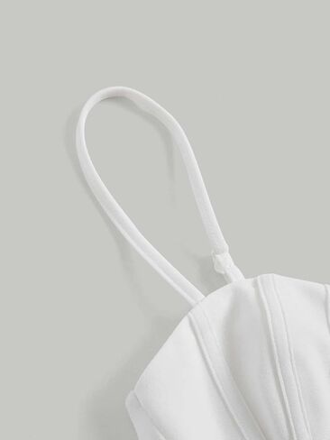 Verdusa Women's Spaghetti Strap Sleeveless Bustier Tops Solid Slim Fitted Crop Cami Top in Saudi Arabia