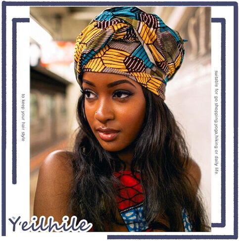 Yeilhile Bowknot Turban Blue Rhinestone Head Wrap Stretchy Pre-Tied Head Cover Cap Headwear Ideal Daily Wear for Women, Blue, One size in Kuwait