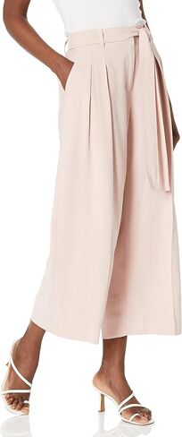 BCBGMAXAZRIA Women's Wide Leg Waist Tie Cropped Pants, Pink in Saudi Arabia