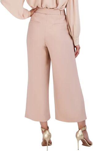 BCBGMAXAZRIA Women's Wide Leg Waist Tie Cropped Pants, Pink in Saudi Arabia