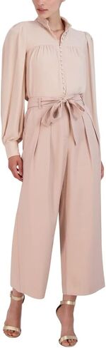 BCBGMAXAZRIA Women's Wide Leg Waist Tie Cropped Pants, Pink in Saudi Arabia