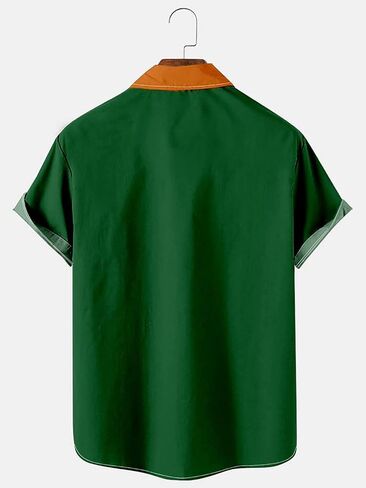 QIVICIMA Mens 2024 St Patricks Day Shirts Short Sleeve Clover Button Down Shirt Green Shamrock Casual Shirts Tops in Kuwait