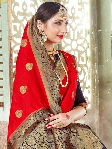 Sarees For Women Banarasi Art Silk Woven Saree || Ethnic Gift Indian Traditional Wedding Sari with Unstitched Blouse in Saudi Arabia
