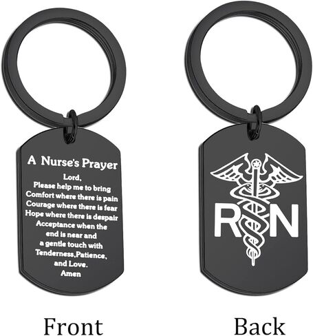 BNQL Nurse's Prayer Keychain RN Symbol Keyring Gift for Nurse in Saudi Arabia