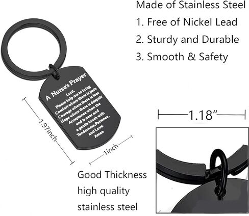 BNQL Nurse's Prayer Keychain RN Symbol Keyring Gift for Nurse in Saudi Arabia
