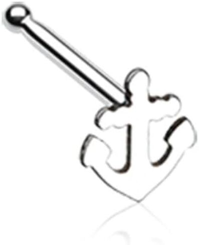 حلقة مسمار للأنف من الفولاذ الجراحي من Freedom Fashion Dainty Anchor Icon 316L (تباع بشكل فردي) in Kuwait