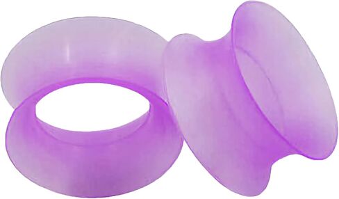 Pair 1/2" (12MM) PURPLE SILICONE EARSKIN TUNNELS Double Flare Gauges Super Ultra Thin Soft Flexible Flesh Plugs (2pcs) in Saudi Arabia