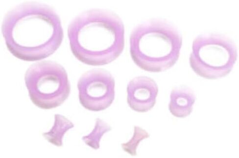 Pair 1/2" (12MM) PURPLE SILICONE EARSKIN TUNNELS Double Flare Gauges Super Ultra Thin Soft Flexible Flesh Plugs (2pcs) in Saudi Arabia