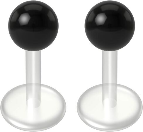 2 قطعة Labret 16 جرام ترصيع مرن Bioplast البلاستيك الشفاف Bioflex الشفاه مونرو ثقب المجوهرات (اختر اللون والطول) in Kuwait