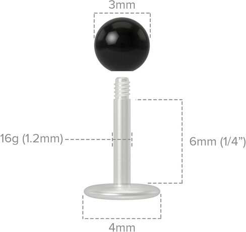 2 قطعة Labret 16 جرام ترصيع مرن Bioplast البلاستيك الشفاف Bioflex الشفاه مونرو ثقب المجوهرات (اختر اللون والطول) in Kuwait