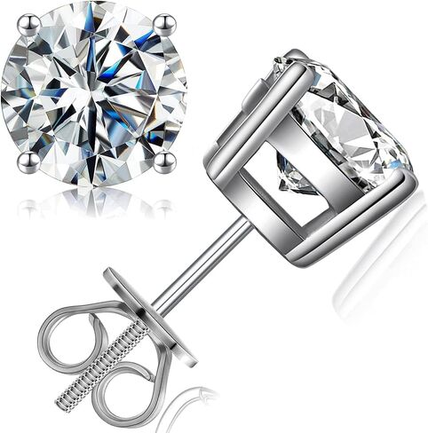 Moissanite Stud Earrings D Color VVS1 Brilliant Lab Created Diamond Earrings 925 Sterling Silver Screw Back Stud Earrings Moissanite Earrings for Women Men in Saudi Arabia