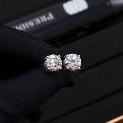Moissanite Stud Earrings D Color VVS1 Brilliant Lab Created Diamond Earrings 925 Sterling Silver Screw Back Stud Earrings Moissanite Earrings for Women Men in Saudi Arabia