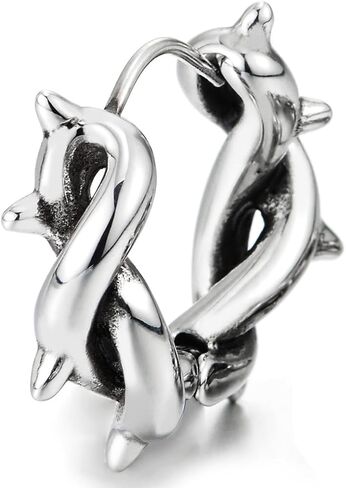 Twisted Braided Spike Hoop Earrings, Stainless Steel Huggie Hinged, for Men Women, 2pcs in Saudi Arabia