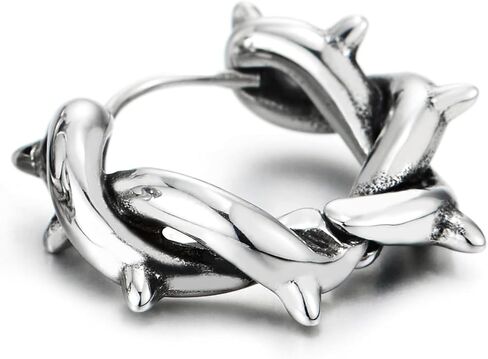 Twisted Braided Spike Hoop Earrings, Stainless Steel Huggie Hinged, for Men Women, 2pcs in Saudi Arabia