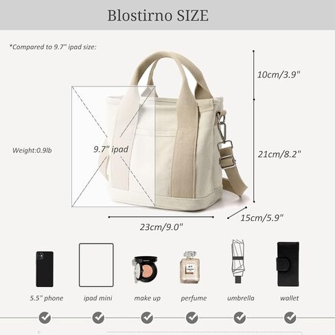 Blostirno Women's Small Canvas Tote Bag Stylish Satchel Mini Shoulder Crossbody Bags Fashion Hobo Messenger Purse Handbags in Saudi Arabia