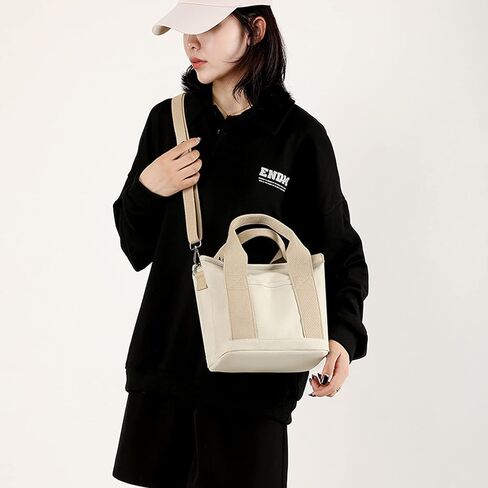 Blostirno Women's Small Canvas Tote Bag Stylish Satchel Mini Shoulder Crossbody Bags Fashion Hobo Messenger Purse Handbags in Saudi Arabia