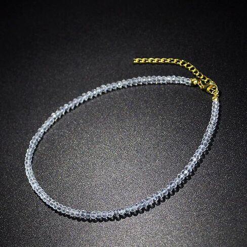 Caiyao Dainty Black Spinel Beaded Choker Necklace for Women Lightweight Tiny Trendy Natural Shiny 3mm Faceted Black Agate Crystal Stone Necklace Birthday Christmas Jewelry for Teen Girls Gifts in Saudi Arabia
