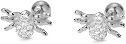 18G Tiny CZ Spider Stud Earring for Women Girls 925 Sterling Silver Hypoallergenic Cute Small Crystal Animal Studs Cartilage Tragus 3.5mm Ball Screw Back 18G Piercing Ear Dainty Halloween Party in Saudi Arabia