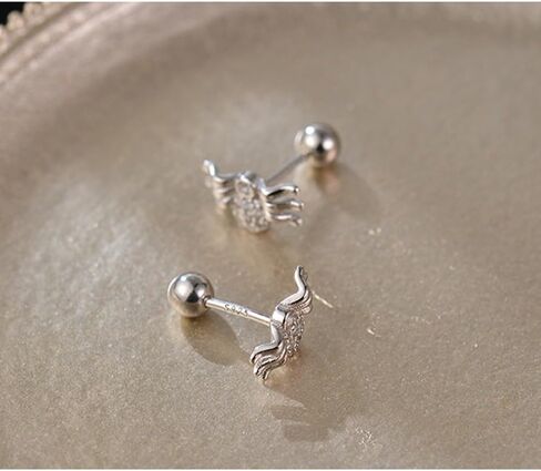 18G Tiny CZ Spider Stud Earring for Women Girls 925 Sterling Silver Hypoallergenic Cute Small Crystal Animal Studs Cartilage Tragus 3.5mm Ball Screw Back 18G Piercing Ear Dainty Halloween Party in Saudi Arabia