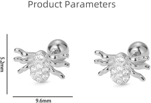 18G Tiny CZ Spider Stud Earring for Women Girls 925 Sterling Silver Hypoallergenic Cute Small Crystal Animal Studs Cartilage Tragus 3.5mm Ball Screw Back 18G Piercing Ear Dainty Halloween Party in Saudi Arabia