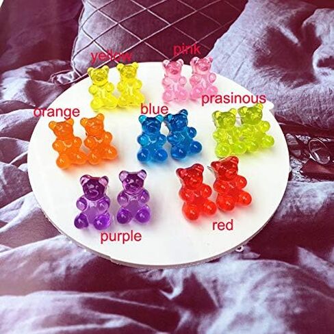 RUIZHEN Colorful Creative Cute Mini Gummy Bear Stud Earrings for Girls 3 Pairs in Saudi Arabia