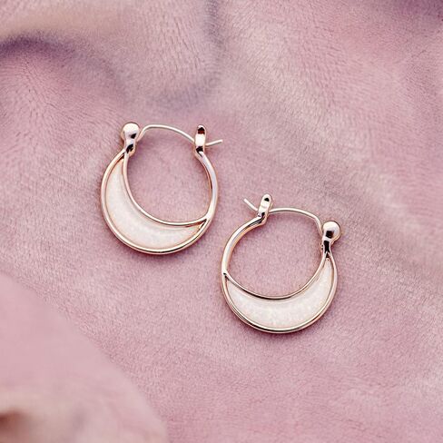 Pura Vida Gold Opal Crescent Hoop Earrings - Handmade Earrings with Resin Opal, Boho Earrings - Sterling Silver Earrings for Women, Statement Earrings for Women, Boho Jewelry for Women - 1 Pair in Saudi Arabia