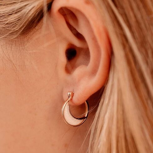 Pura Vida Gold Opal Crescent Hoop Earrings - Handmade Earrings with Resin Opal, Boho Earrings - Sterling Silver Earrings for Women, Statement Earrings for Women, Boho Jewelry for Women - 1 Pair in Saudi Arabia